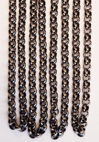 Kedja kraftig länk blank Gunmetal (mörk svartgrå)