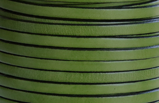 Läder 5 mm  grönt platt med svart kant. 20 cm. Ca 2mm tjockt. Priset är per 20 cm