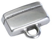 Avslut med ögla med plats för 10 mm läderband. Andra kombinationer kan också limmas in.