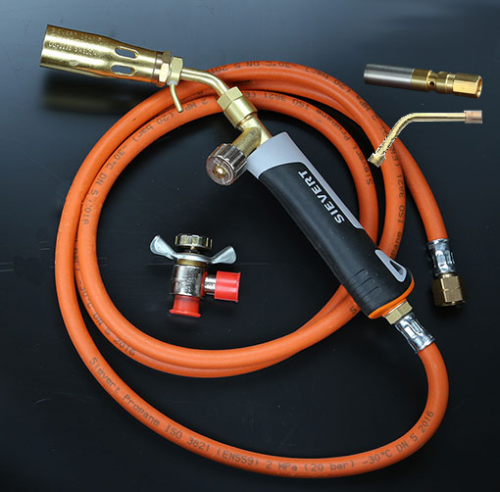 Brännare för gasol. Komplett även för små lödningar.  Sievert Pro 86 uppgraderad med minsta munstycket 8 mm.