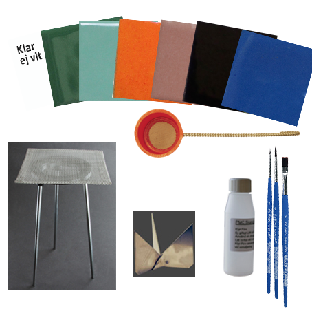 Startpaket för emaljering med opak emalj tänkt för koppar och med gaslåga