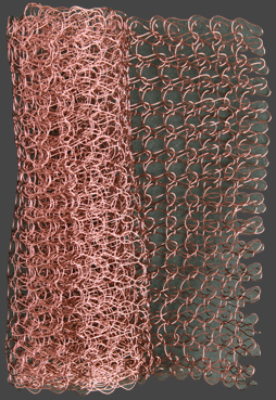 Kopparton, 8,5cm bred. Gles väv, grov tråd. Finns i  längden 22 cm.