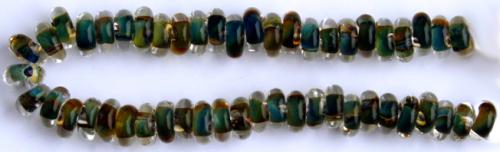 Glasring 25 st multifärgad brun m blått och grönt, typ donut