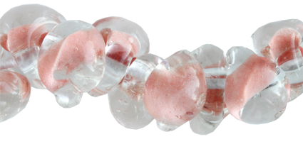 Glasdroppar i en "strand" om ca 25 st. Laxrosa