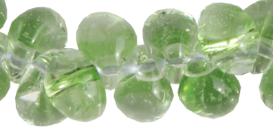 Glasdroppar i en "strand" om ca 25 st. Grön-klar