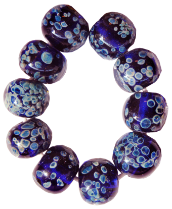 Glaspärlor 10 st Marmorerad Midnight blue-Light blue.