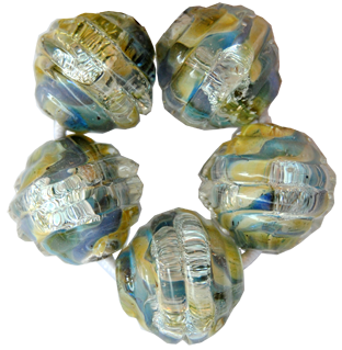 Glaspärlor 5st Coconut Hope Dichroisk