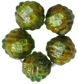 Glaspärlor 5st Coconut grön Dichroic