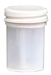 Plastburk med metallock för att förvara eller blanda färg.