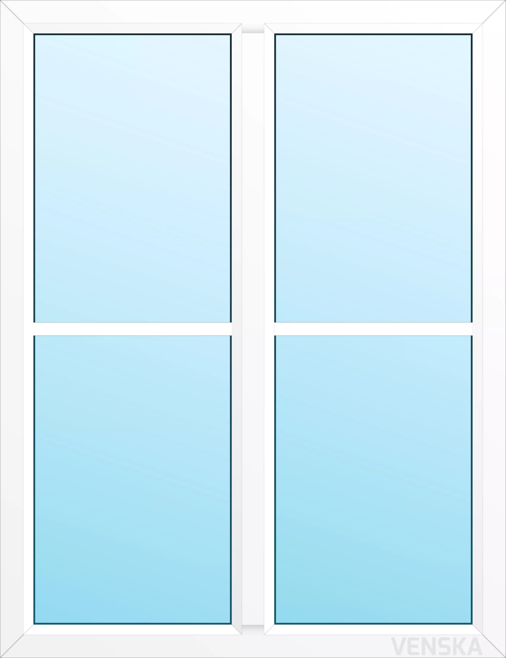 Fast PVC-fönster Light mittpost 4 rutor