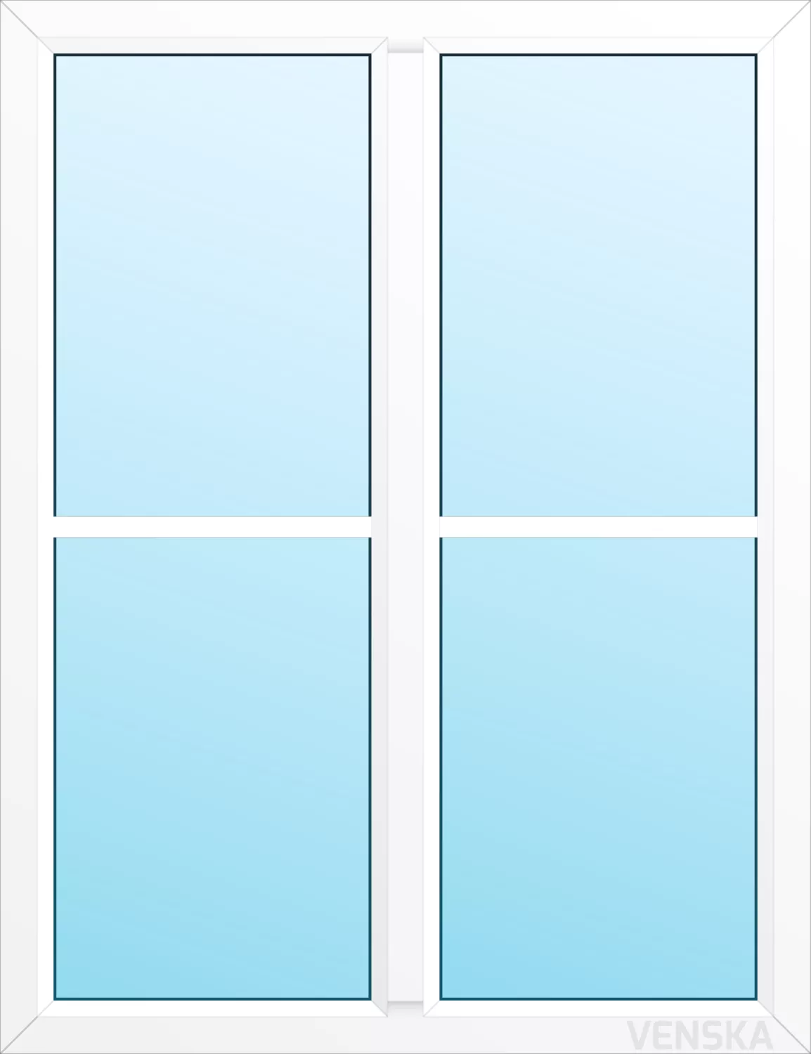 Fast PVC-fönster Original mittpost 4 rutor