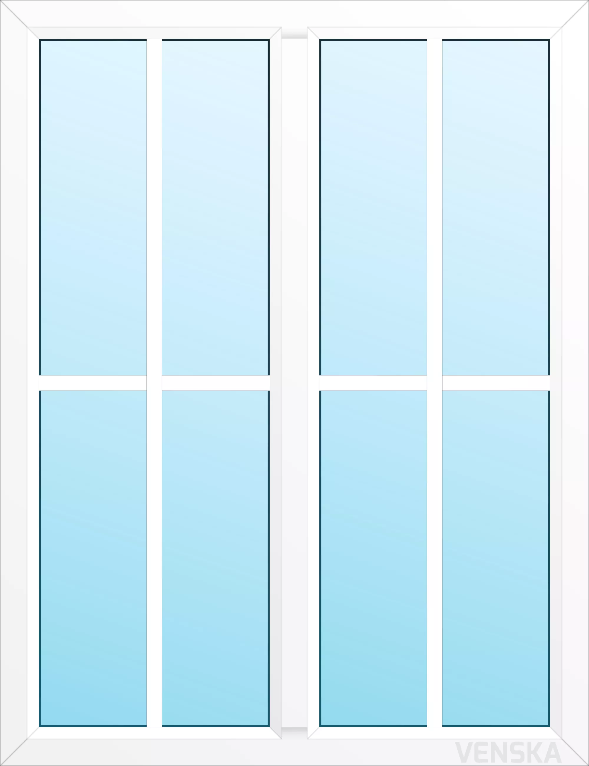 Fast PVC-fönster Light mittpost 8 rutor