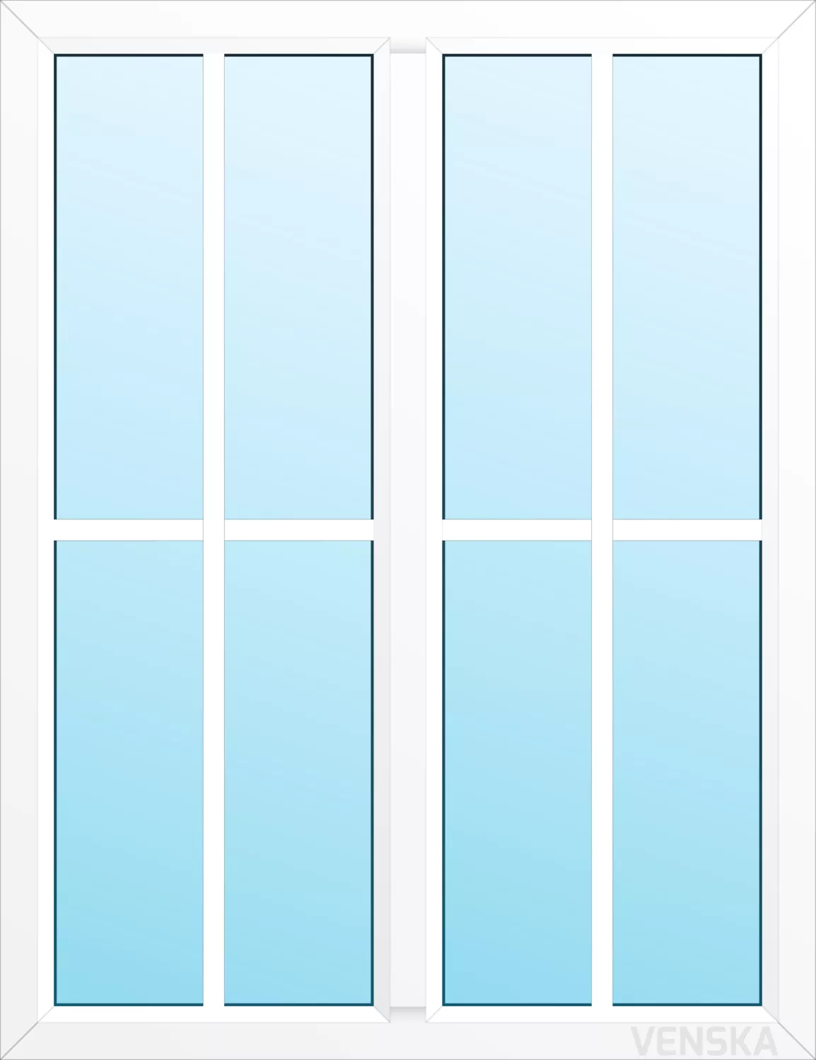 Fast PVC-fönster Light mittpost 8 rutor