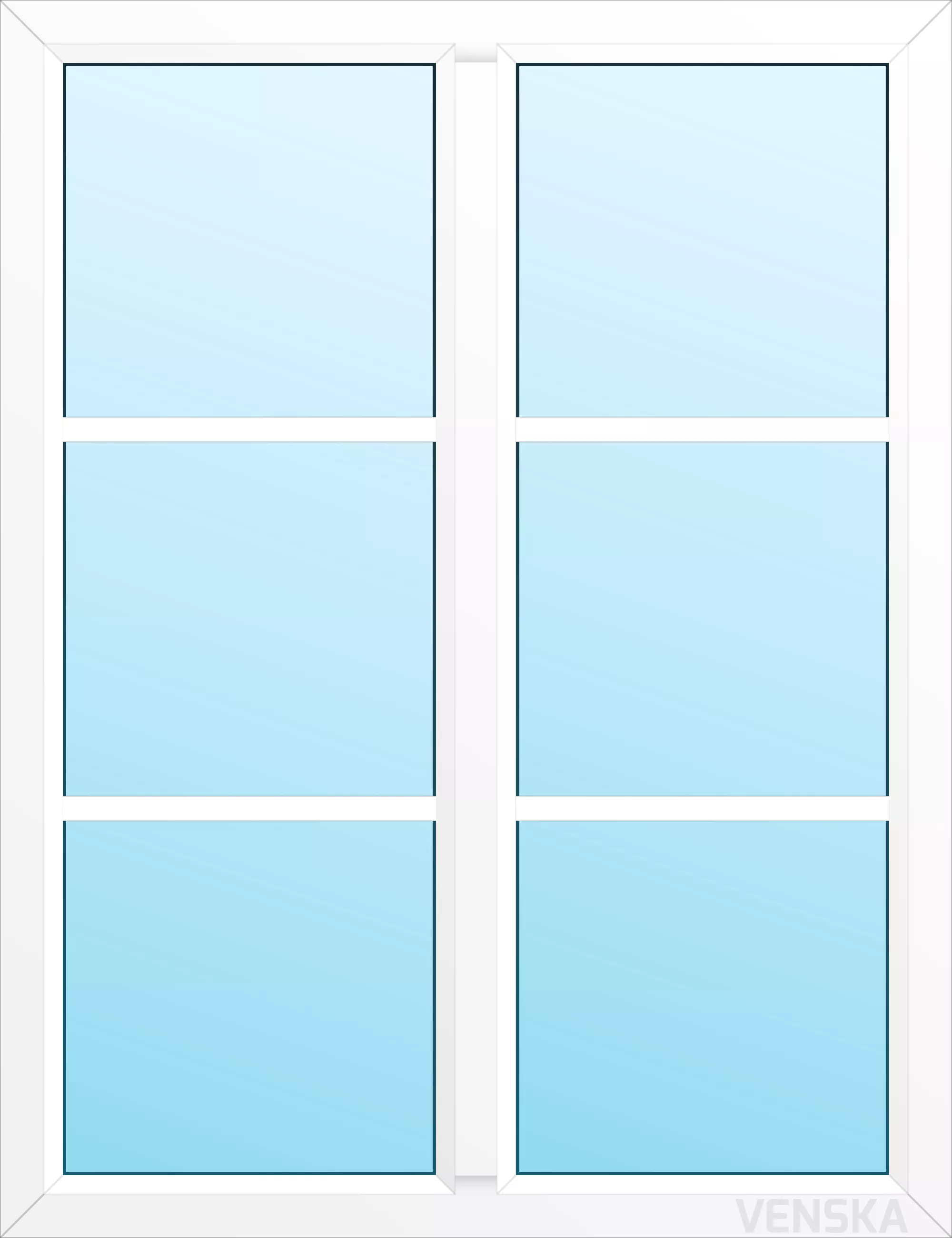 Fast PVC-fönster Light mittpost 6 rutor