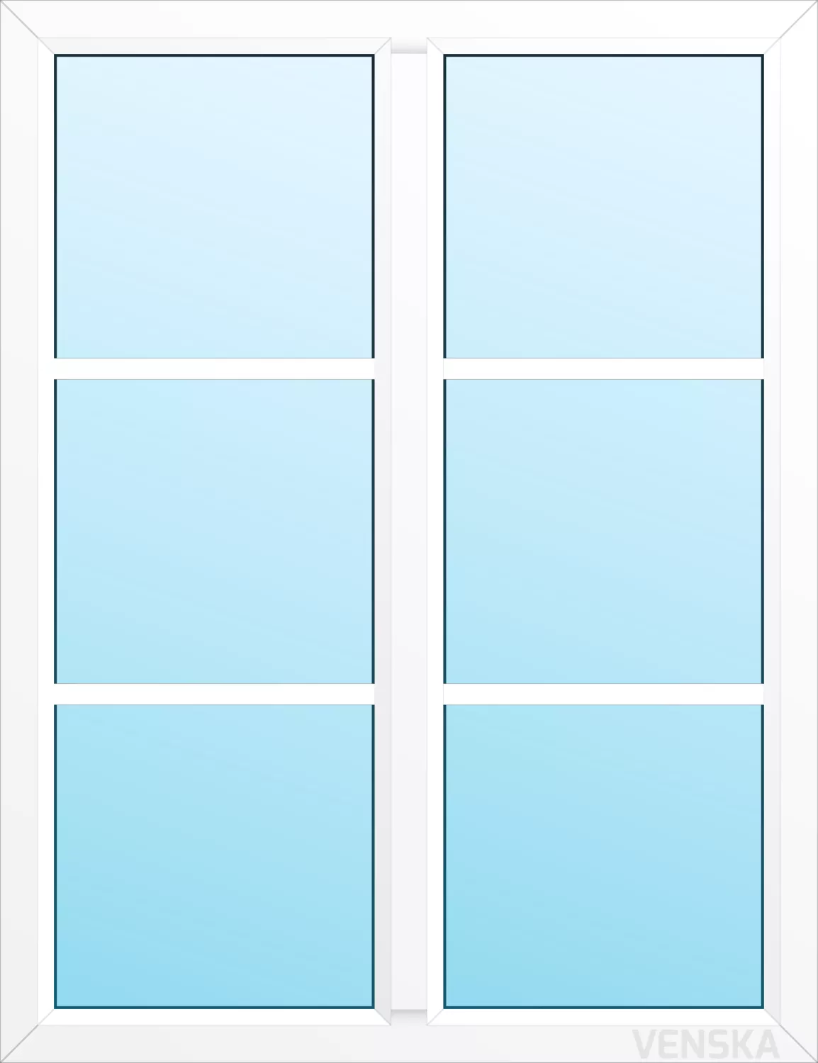 Fast PVC-fönster Original mittpost 6 rutor