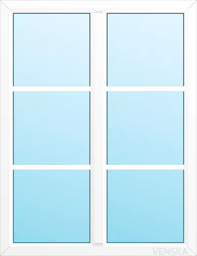 Fast PVC-fönster Original mittpost 6 rutor