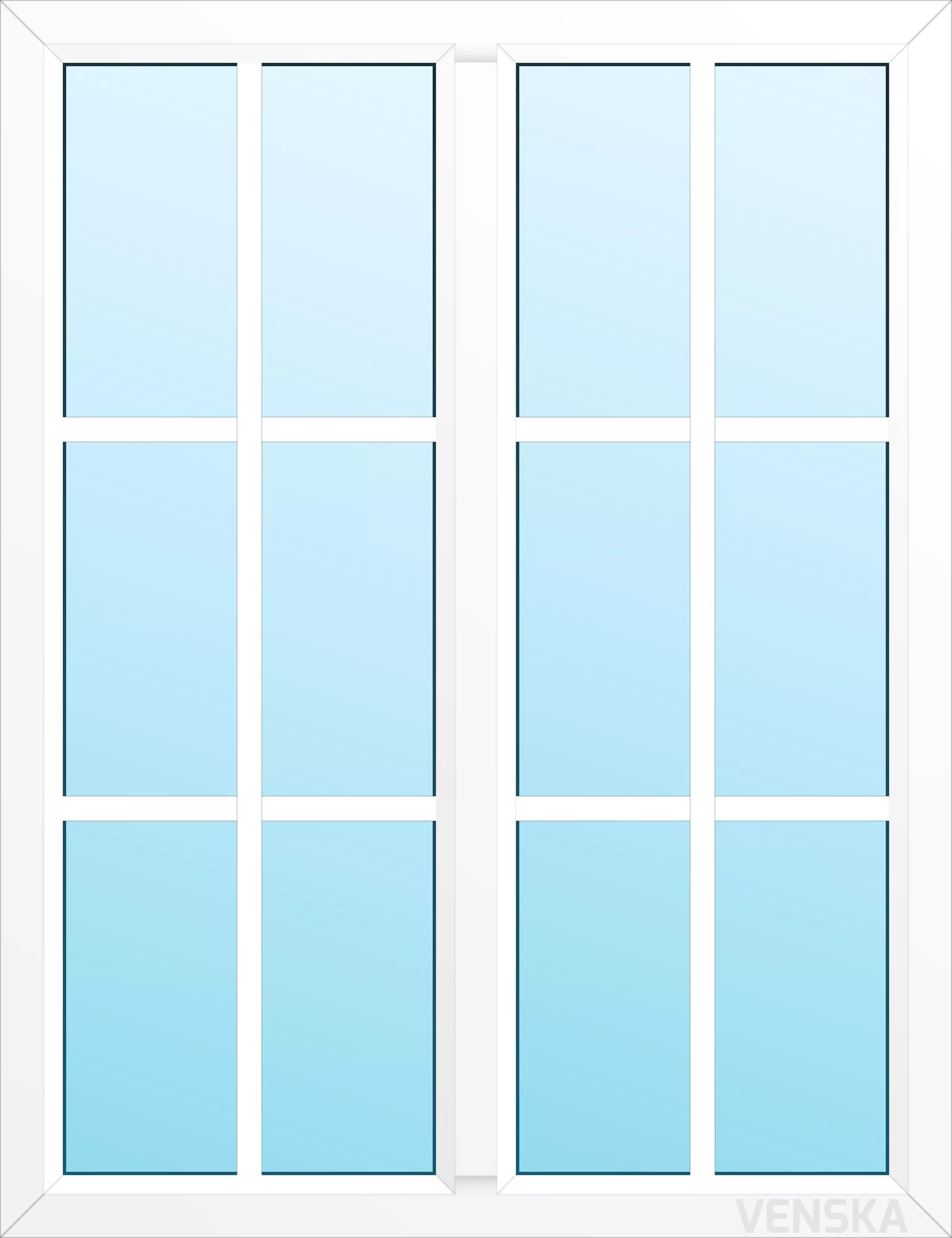 Fast PVC-fönster Light mittpost 12 rutor