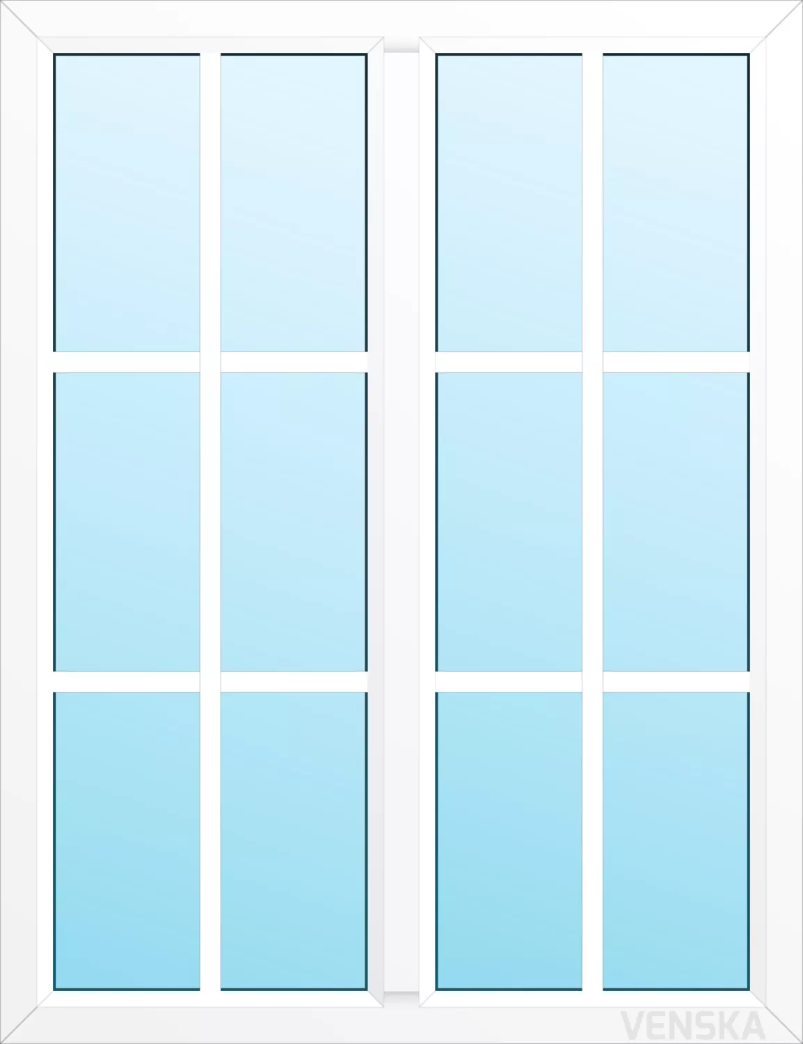 Fast PVC-fönster Original mittpost 12 rutor