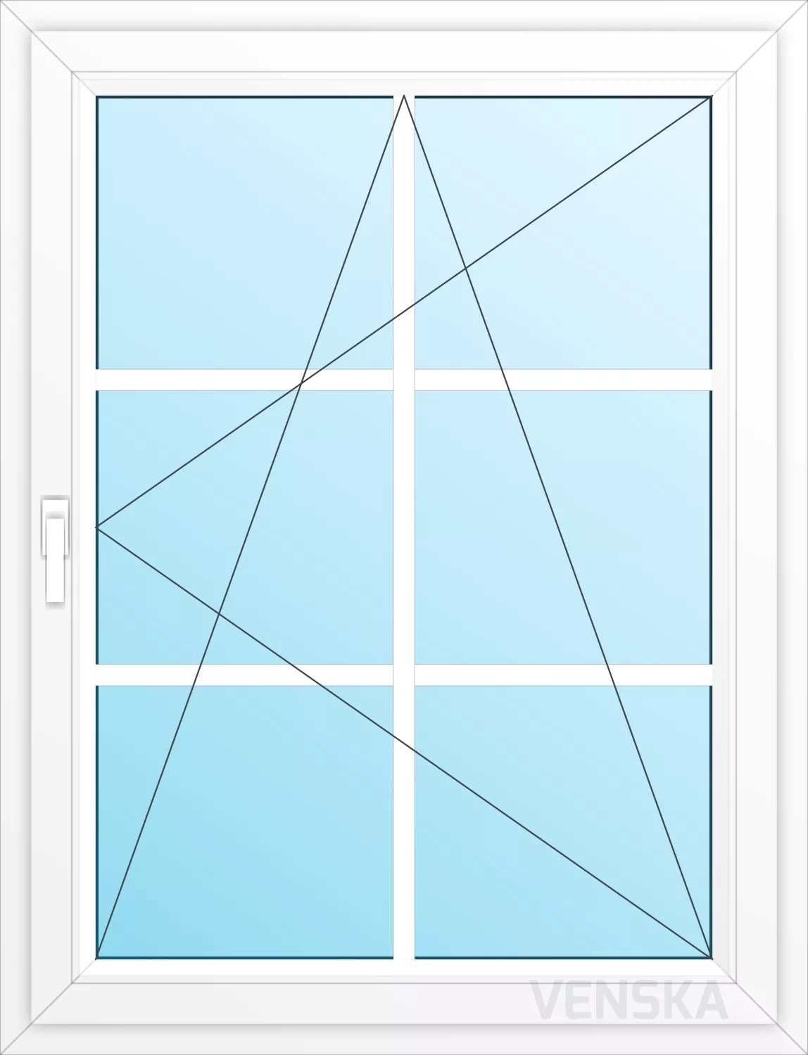 Öppningsbart PVC Fönster Original 1-luft spröjs 6 rutor