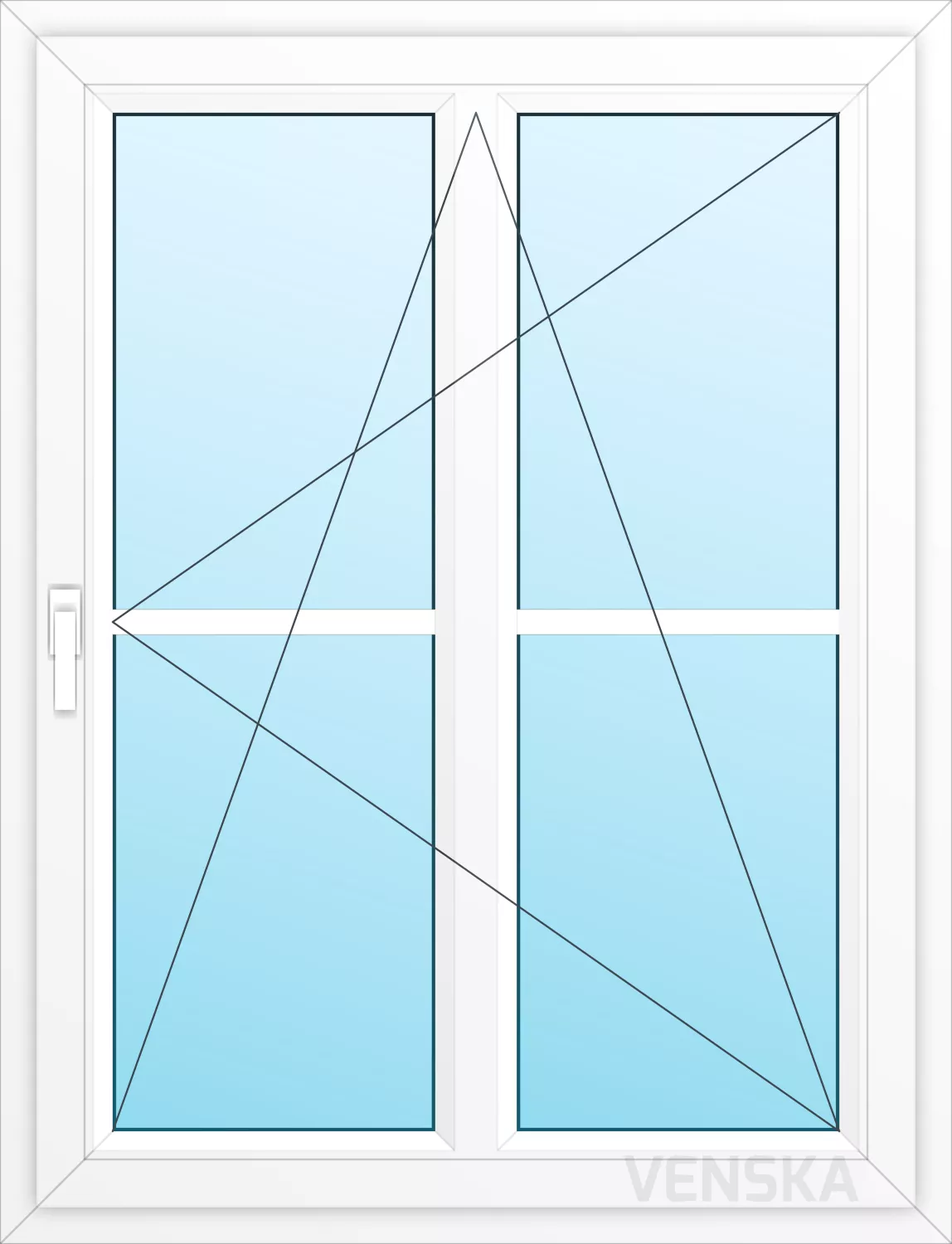 Öppningsbart PVC Fönster Original 1-luft mittpost 4 rutor