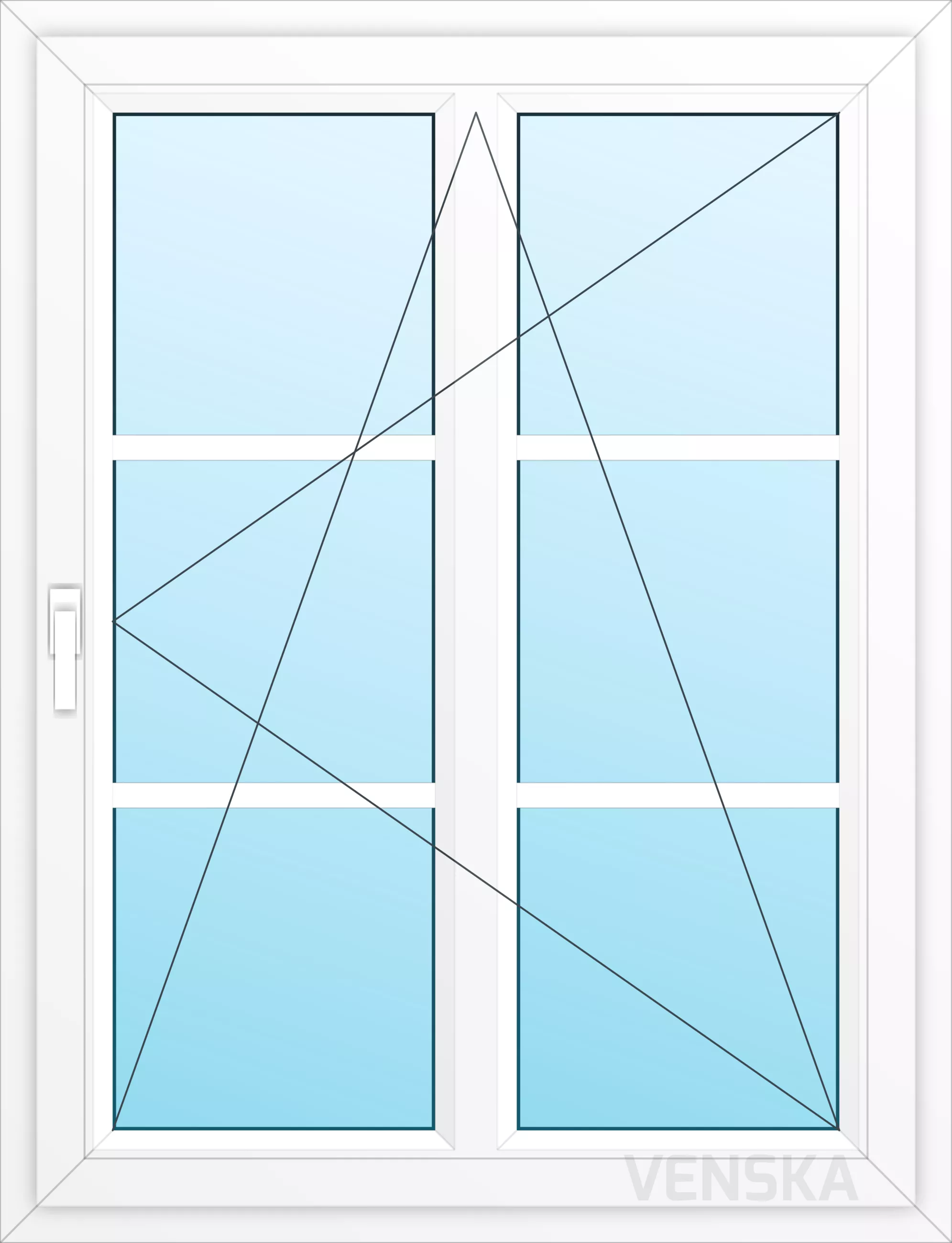 Öppningsbart PVC-fönster Light 1-luft mittpost 6 rutor