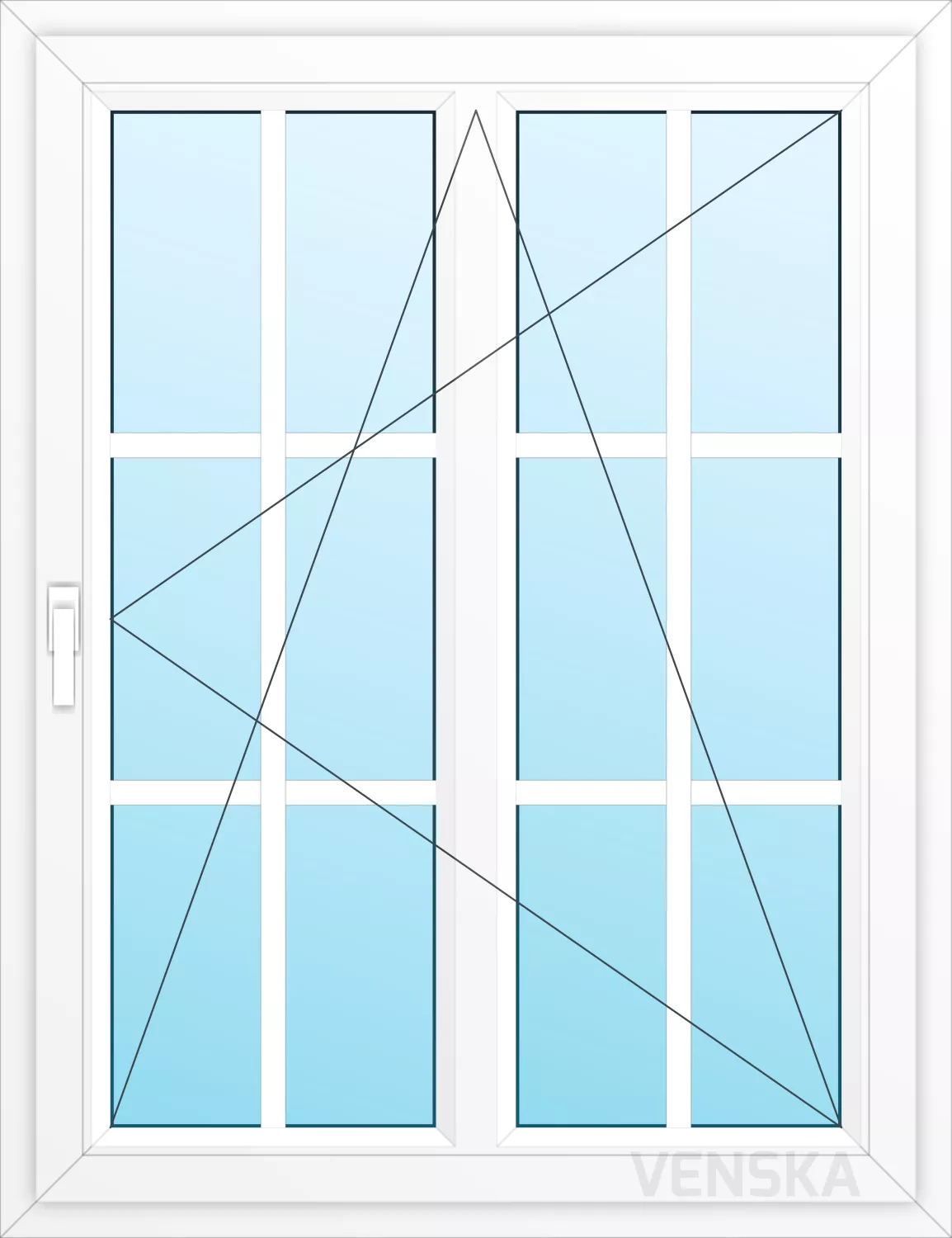 Öppningsbart PVC-fönster Original 1-luft mittpost 12 rutor