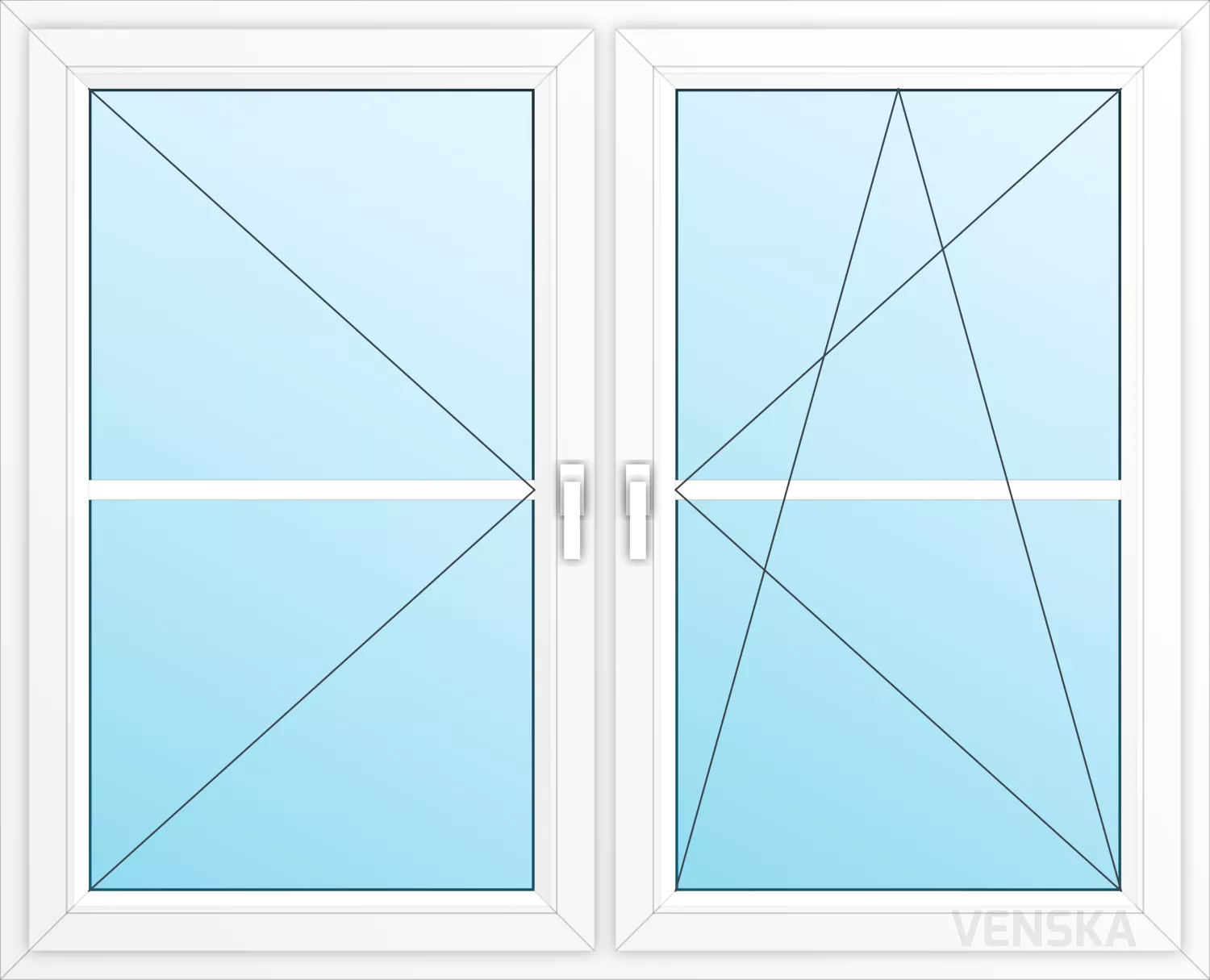 Öppningsbart PVC Fönster Light 2-luft spröjs 2x2 rutor