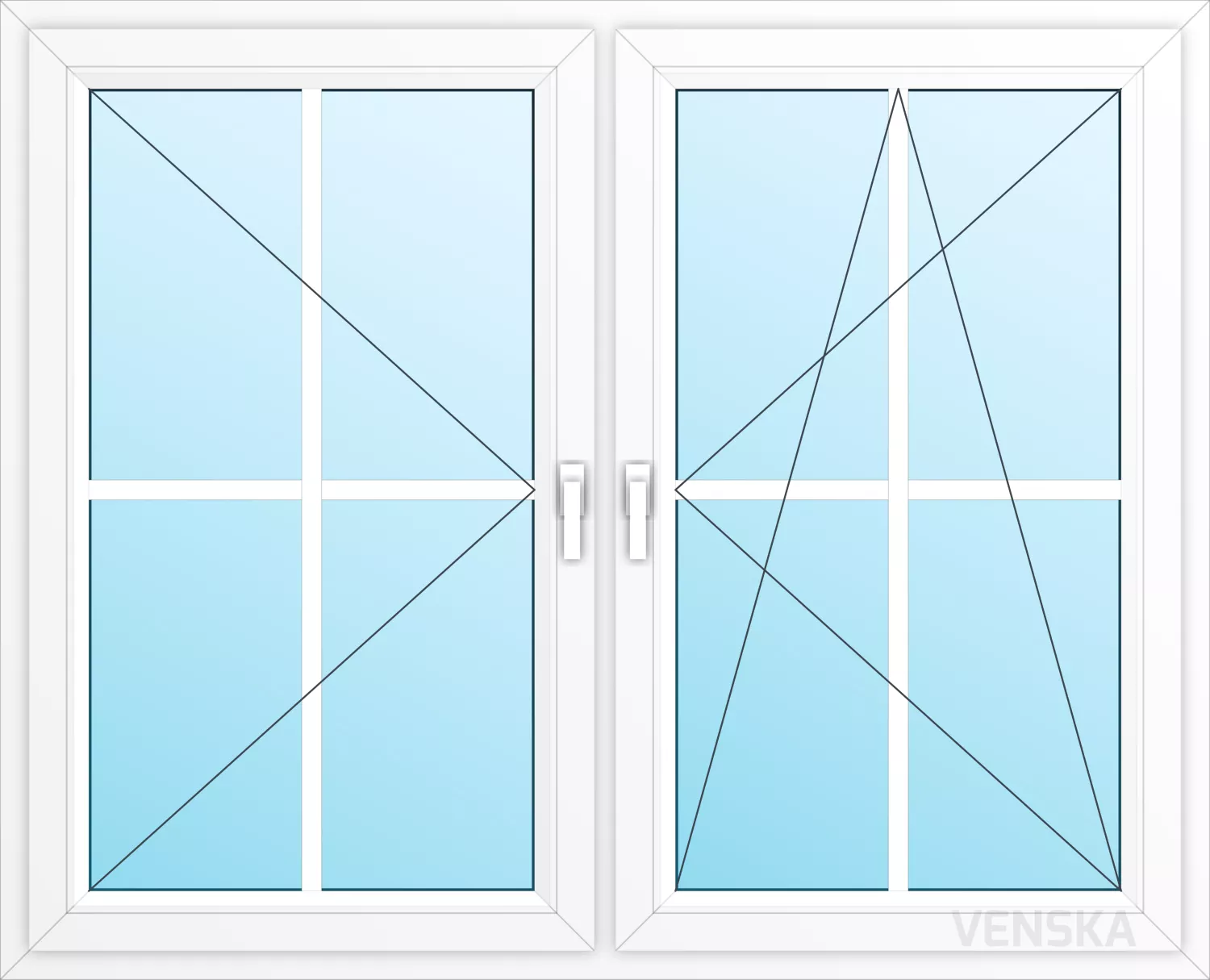 Öppningsbart PVC Fönster Original 2-luft spröjs 2x4 rutor