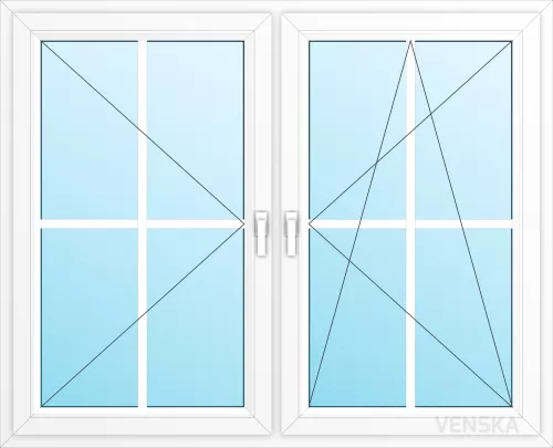 Öppningsbart PVC Fönster Light 2-luft spröjs 2x4 rutor
