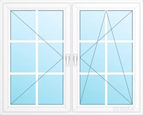 Öppningsbart PVC Fönster Original 2-luft spröjs 2x6 rutor