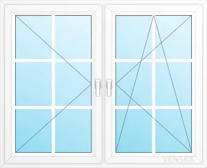 Öppningsbart PVC Fönster Light 2-luft spröjs 2x6 rutor