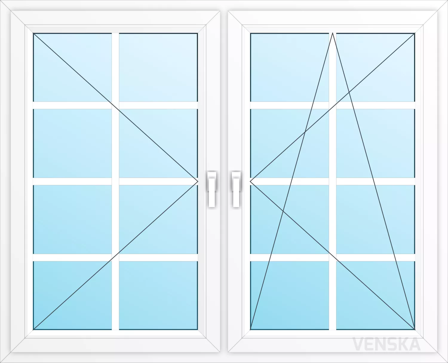 Öppningsbart PVC Fönster Original 2-luft 2x8 rutor