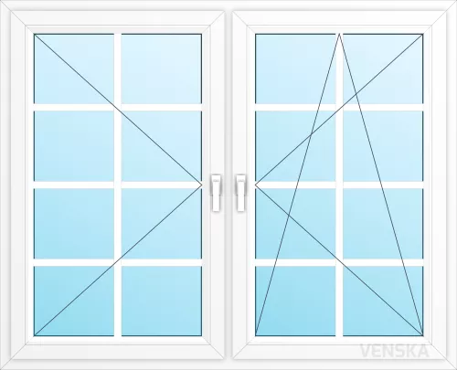 Öppningsbart PVC Fönster Light 2-luft 2x8 rutor