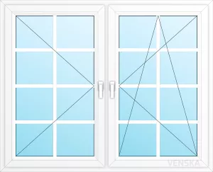 Öppningsbart PVC Fönster Light 2-luft 2x8 rutor