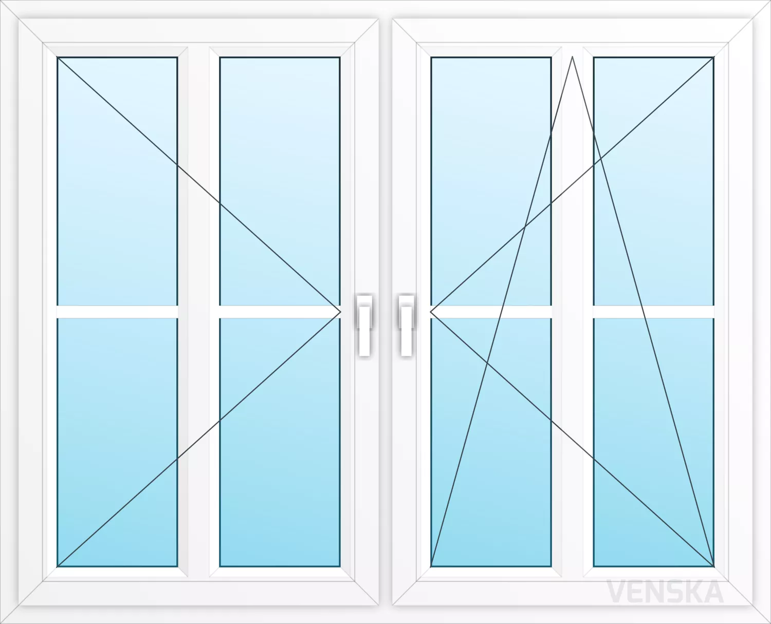 Öppningsbart PVC Fönster Light 2-luft 2x4 rutor mittpost