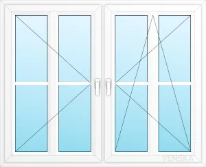 Öppningsbart PVC Fönster Light 2-luft 2x4 rutor mittpost