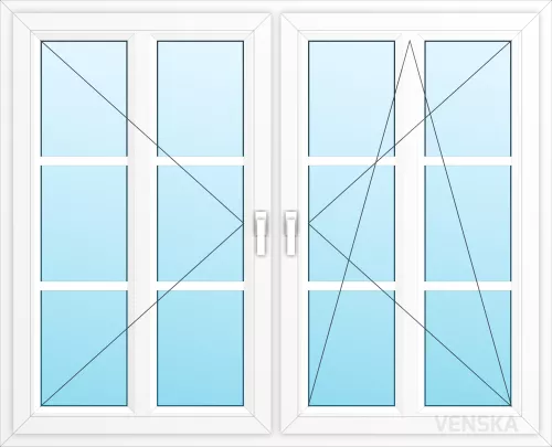 Öppningsbart PVC-fönster Original 2-luft 2x6 rutor mittpost