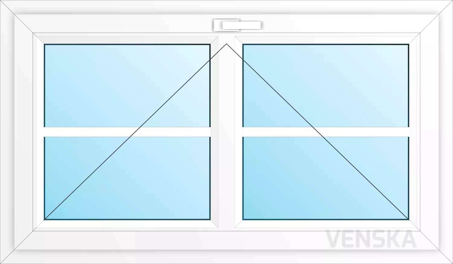 Öppningsbart PVC-källarfönster Light mittpost 4 rutor