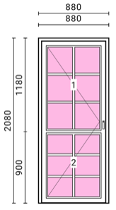 Utåtgående Altandörr PVC EXT 12 rutor