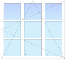 Öppningsbart PVC-fönster Original 1-luft 2st mittpost 9 rutor