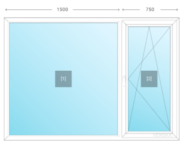 Öppningsbart PVC-fönster Original 2-luft med vädringsfönster till höger