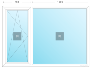 Öppningsbart PVC-fönster Original 2-luft med vädringsfönster till vänster