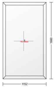 FAST PARTI SKJUTDÖRR PVC - UTAN GLAS 1152mm X 1980mm