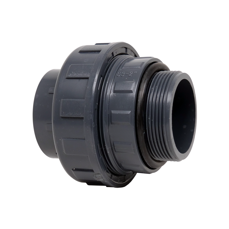 PVC Union 50mm lim till 2" gänga - 3 delar med o-rings tätning
