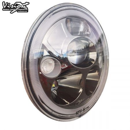 Vision X Vortex 7" Svart Krom LED hel- & halvljusinsats med DRL