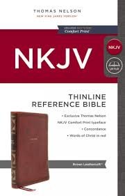 NKJV, Brown, Thinline reference Bible, Leathersoft, 230x147x25 mm