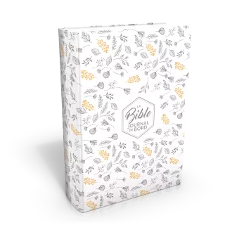 La Bible journal de Bord, Blanc avec motifs dorés, couverture souple, 220x170x47mm