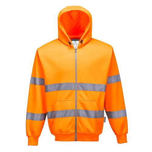 Hi-Vis Zip Front Hoodie, Orange