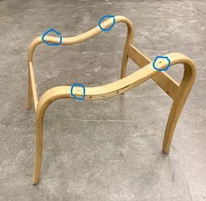 En monterings-sats ram fåtölj EVA med milimetergänga