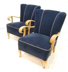 Omklädsel av 1940-tals karmfåtölj